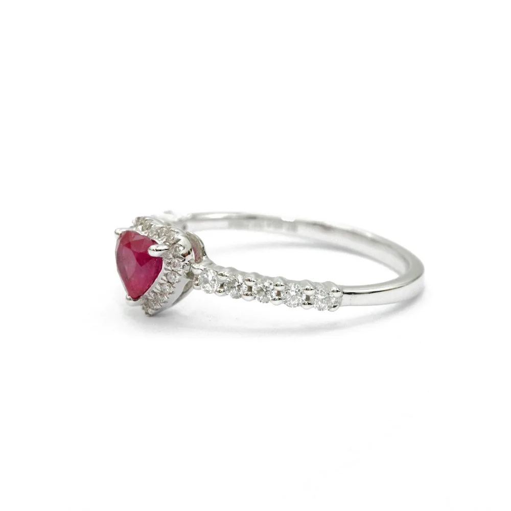 LASAMERO в форме сердца 0.3CT натуральный рубин драгоценный камень Halo бриллиант 18k