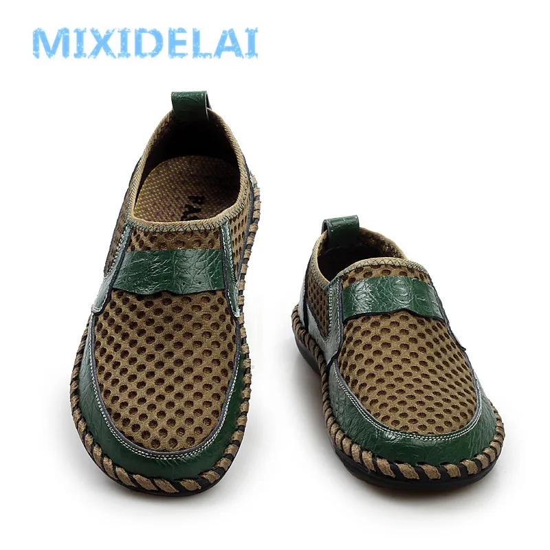 Летняя дышащая мягкая сетчатая обувь MIXIDELAI из натуральной кожи для мужчин
