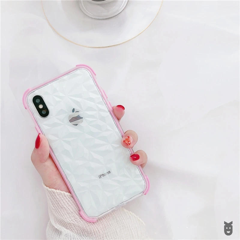 Для iPhone X 11 Pro XR XS MAX 10 7 8 6s 6 Plus 3D Алмазная текстура противоударный Гибридный прозрачный мягкий ТПУ защитный чехол