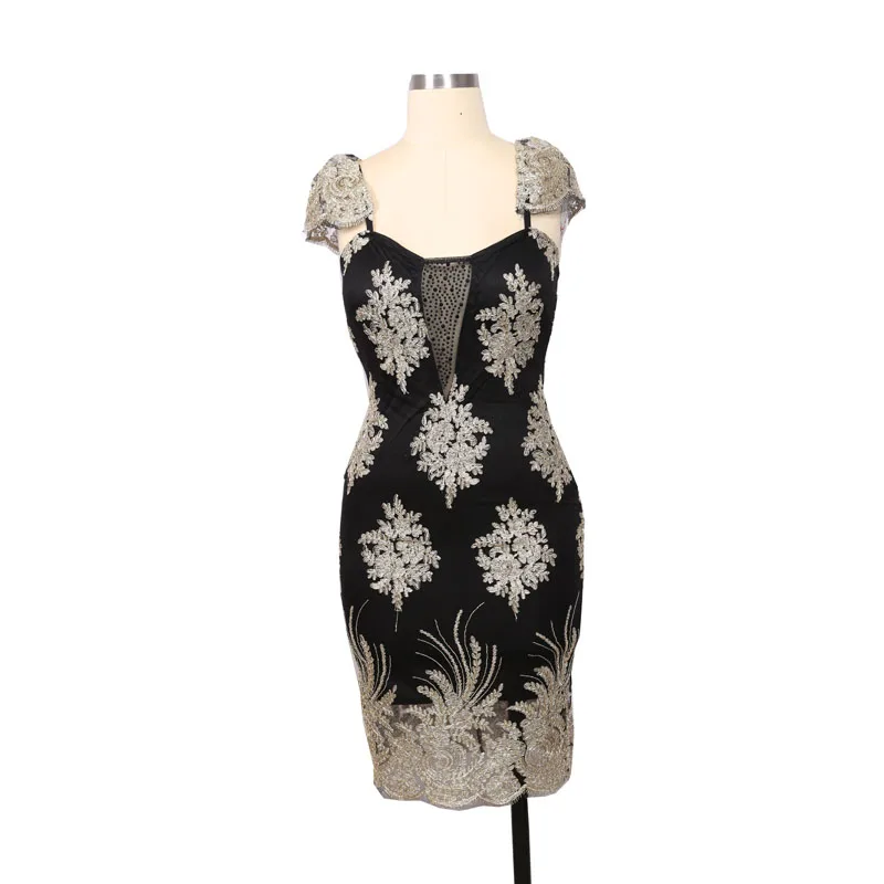 ONLY YOU Little Black Dress Women Summer 2017 Gold Embroidery Puff Sleeve Sweetheart Party Dresses Vestidos De Verano LC61356 | Женская