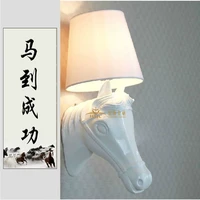 creative resin cloth horsehead wall lamp hotel ktv room bedside lamp club wall lamp living room lamp light in the bedroom