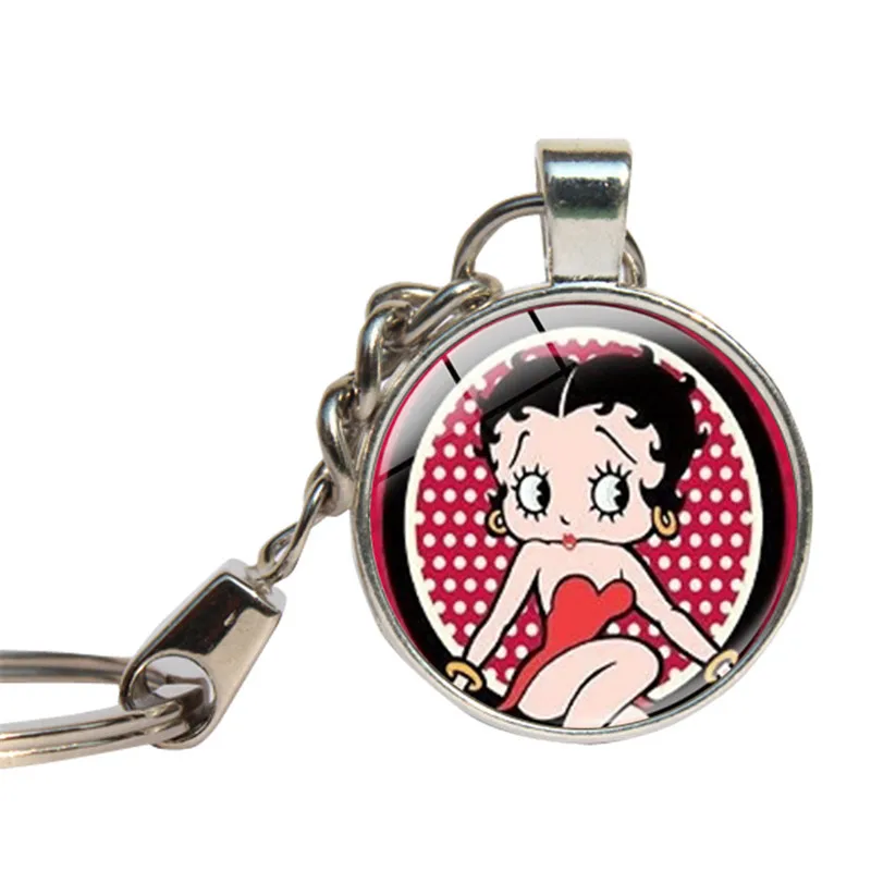Betty Boop брелки милые девушки 80 винтажные сексуальные женские Брелки стеклянный