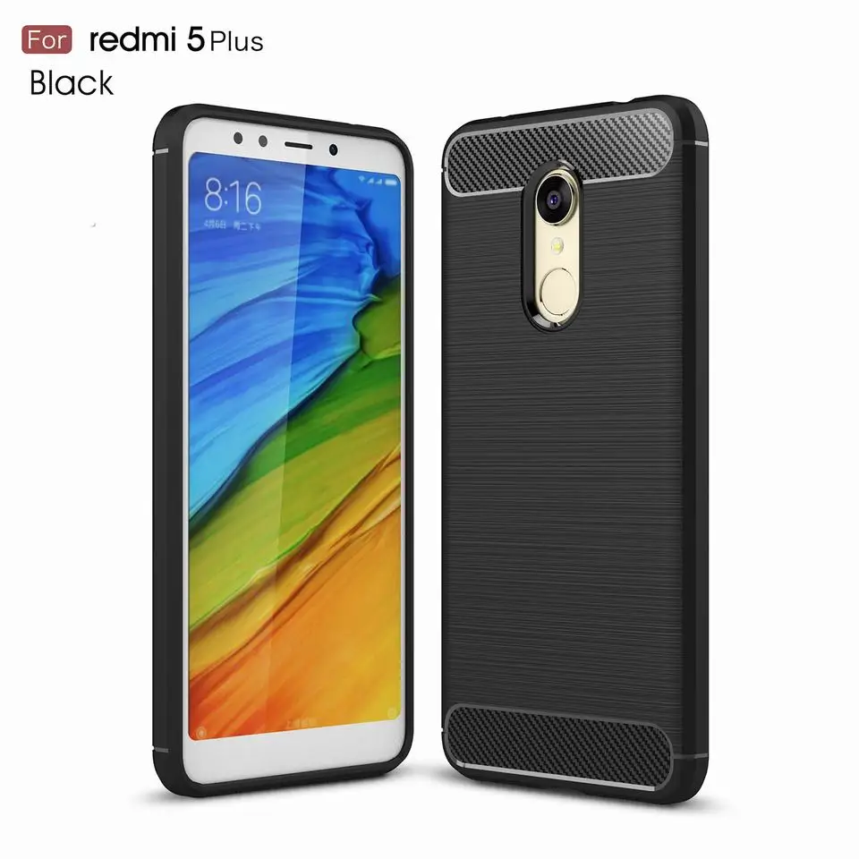 Роскошный карбоновый чехол для Xiaomi Redmi 5 плюс Чехол Силиконовый противоударный