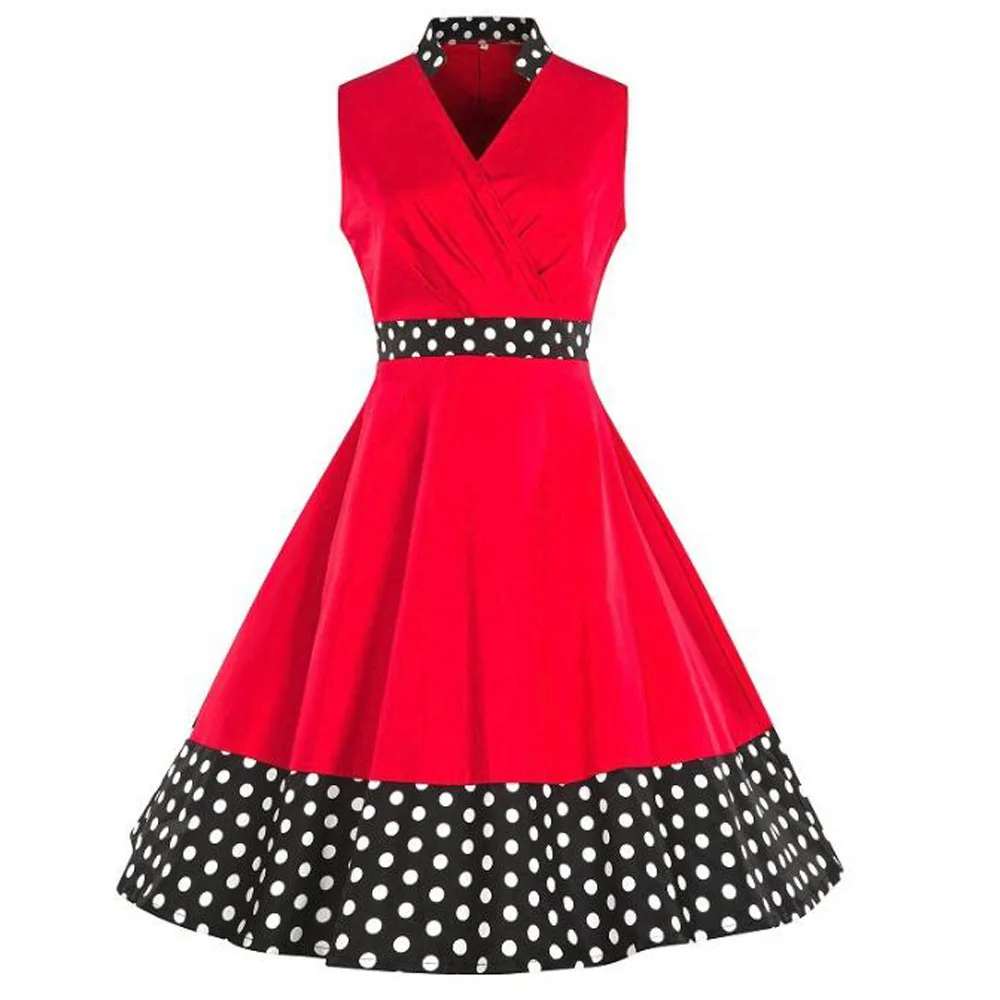 Ретро платья в горошек женские летние большие качели вечерние Сарафаны Одежда 2019