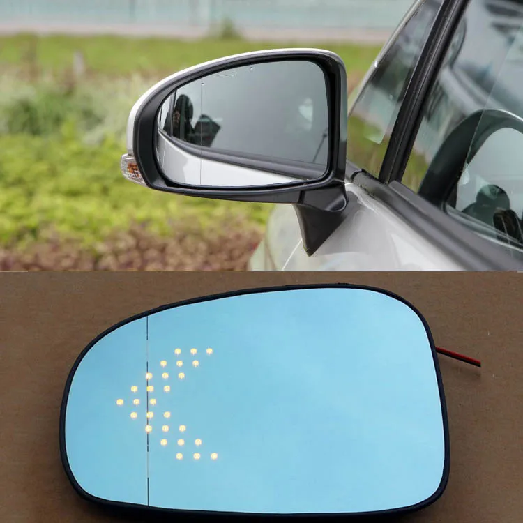 

For Toyota Prius Car Rearview Mirror Wide Angle Hyperbola Blue Mirror Arrow LED Turning Signal Lights
