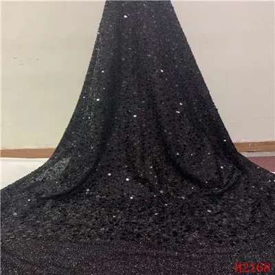 black lace HFX черная, красная африканская кружевная ткань с блестками, список, блестящая кружевная ткань для шитья платья Hojilou, последние нигерийские кружева F2168 - Цвет: black lace