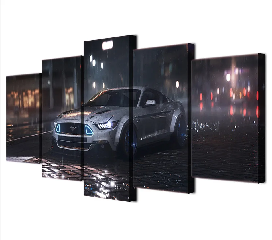 5 шт. HD печатная настенная художественная картина искусство Ford Mustang Автомобильная живопись на холсте художественный плакат печать Настенный декор для гостиной произведение искусства