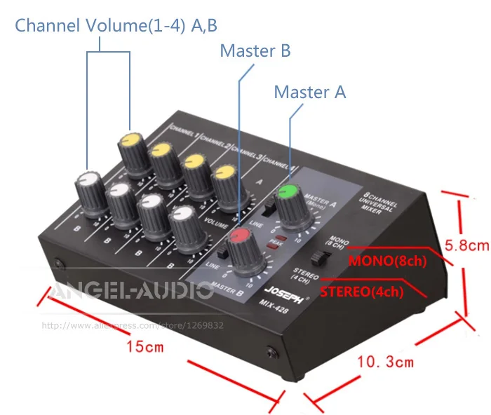 Высококачественный Профессиональный переключаемый стерео 4 канальный моно 8