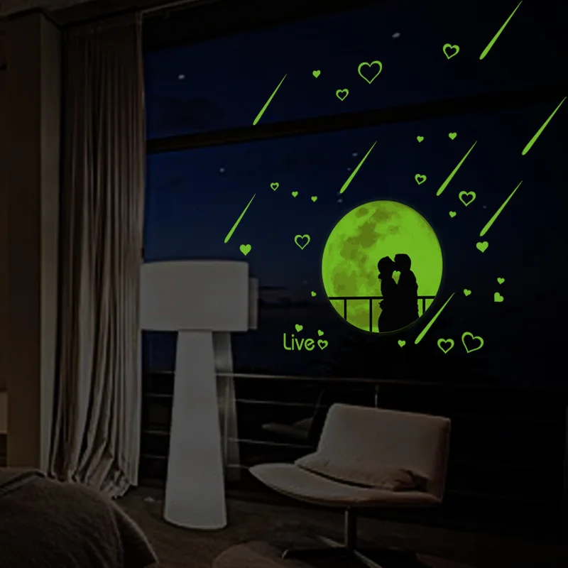 Светящиеся Стильные наклейки на стену метеоритный лунный свет любовь стикер