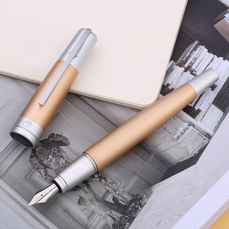 Pimio961 High Quality Fountain Pens 0.5mm Fine Nib Silve Clip Metal Ink Pens for Writing with Original Gift Case Office Supplies