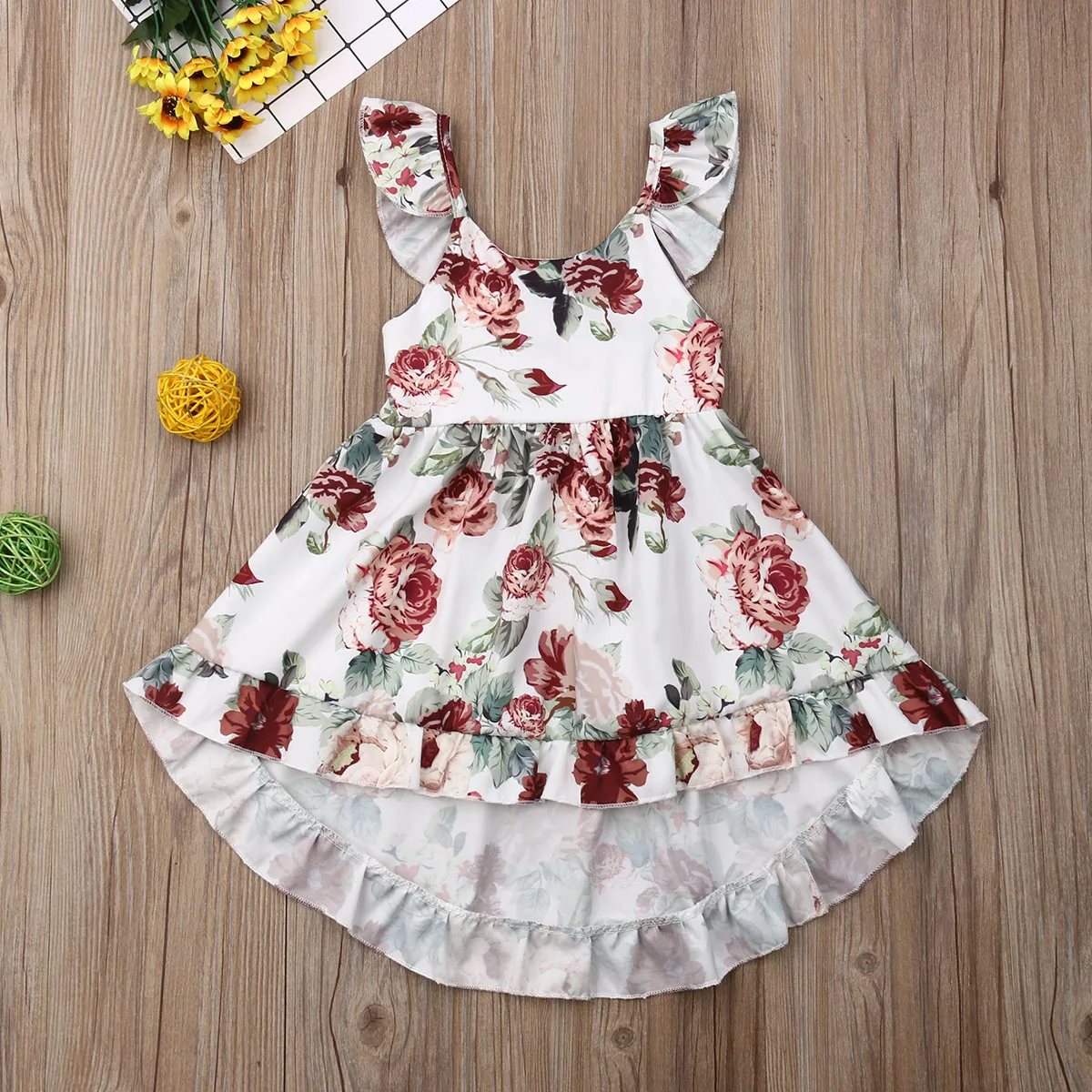 Girl Clothes Dress Summer Toddler Kid Baby Flower Print Sleeveless Princess Sundress | Детская одежда и обувь