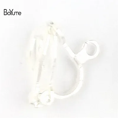 Silver Plated BoYuTe 100 шт, 6 цветов, 12 мм, металлические латунные клипсы для ушей без проколов, с петлей, сделай сам, серьги, аксессуары для ювелирных изделий - Цвет: Silver Plated