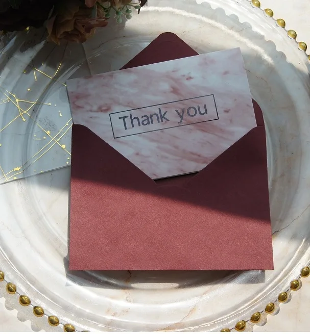 card and envelop 25 шт розовый мрамор спасибо открытка конверт как поздравительная открытка свадьба день рождения приглашение DIY Декор Подарочная открытка - Цвет: card and envelop