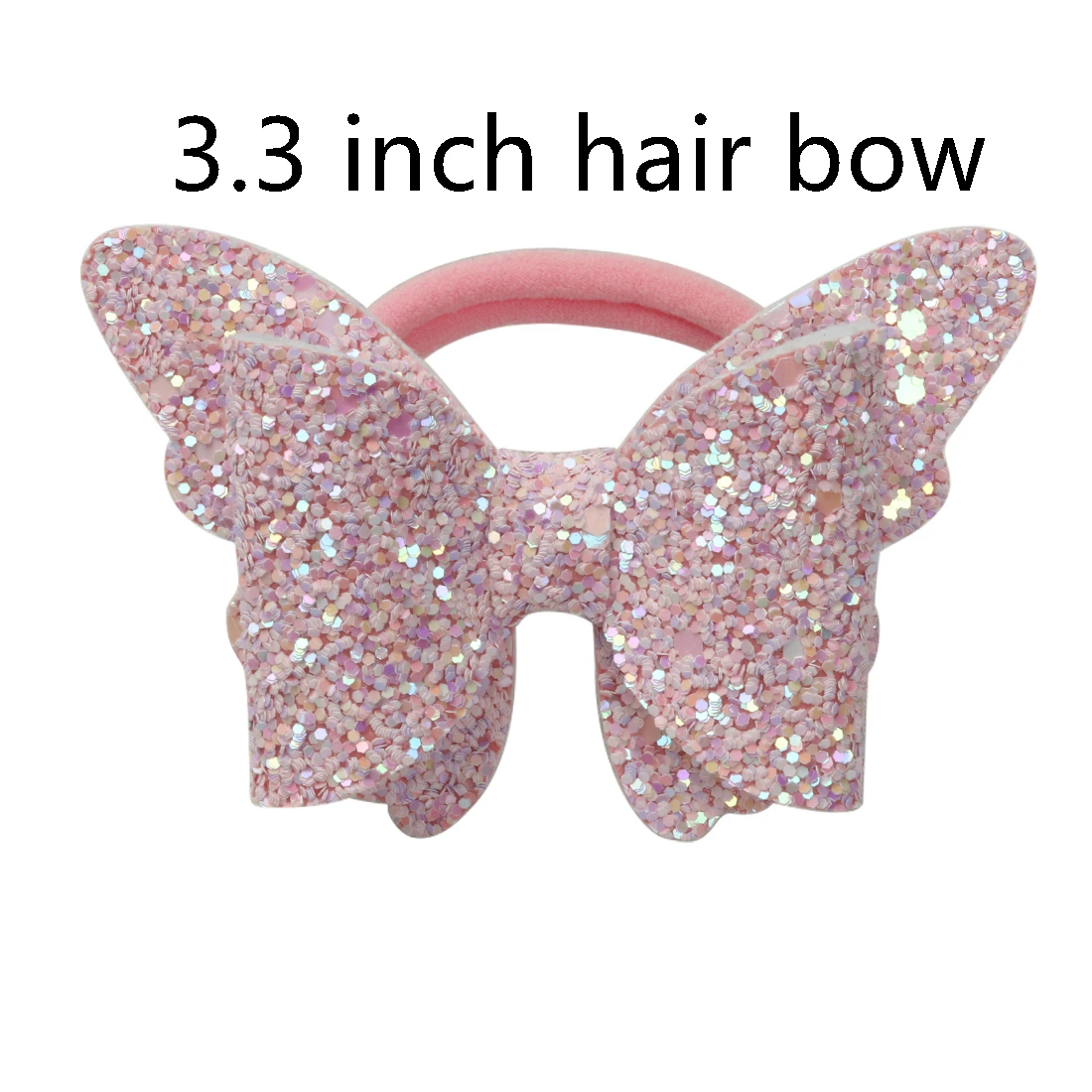 butterfly-2 1 PC Child Hair Bow Tie Elastic Hair Band Glitter Hairbow Rope Rainbow Sequin Sparkly 3 Inch Bows Mermaid Girls Sweet Headwear - Цвет: butterfly-2