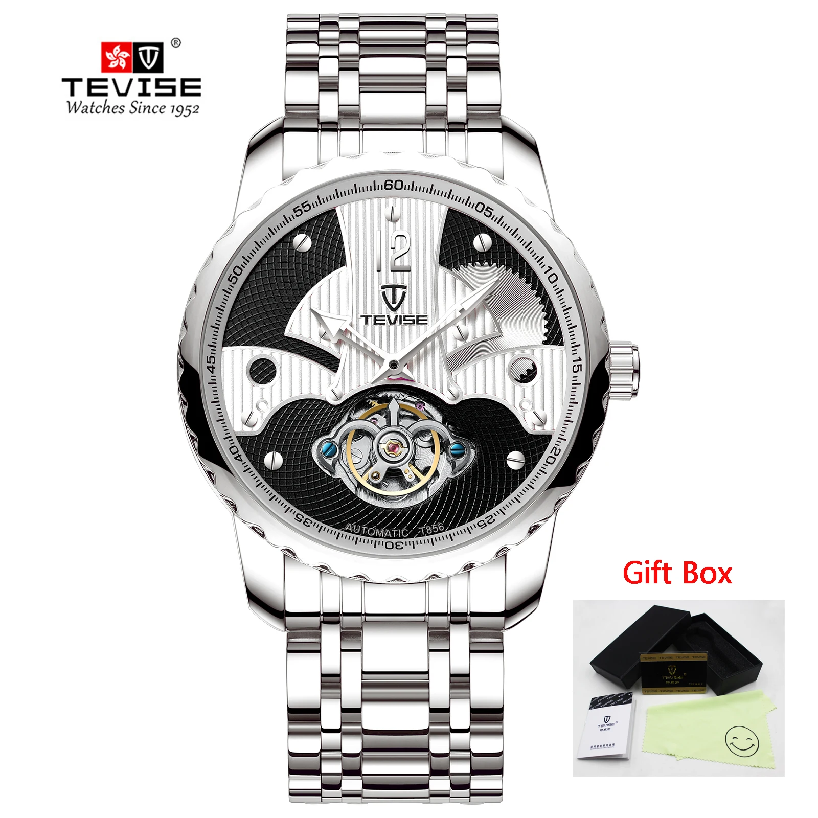 TEVISE white Tevise, Мужские автоматические механические часы, мужские роскошные брендовые водонепроницаемые часы с каркасом турбийоном, золотые мужские наручные часы, Relogio Masculino - Цвет: TEVISE white