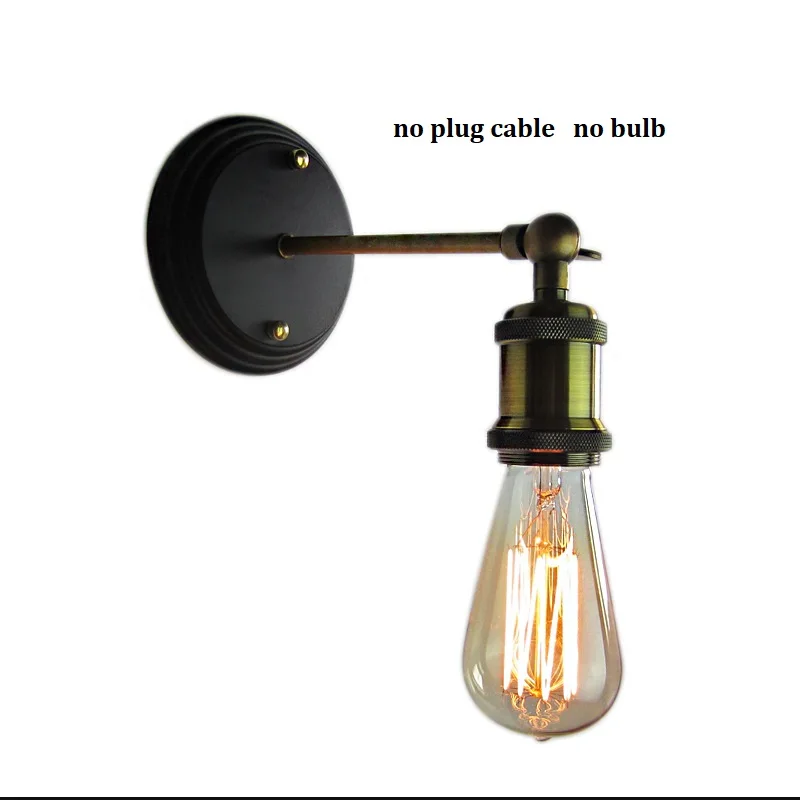 no bulb no cable По стандартам ЕС/США штекер промышленный Винтаж настенный светильник E27 110 V-240 V Спальня прикроватные лампы Гостиная Лестницы проход ретро настенный светильник светодиодный бра - Цвет абажура: no bulb no cable