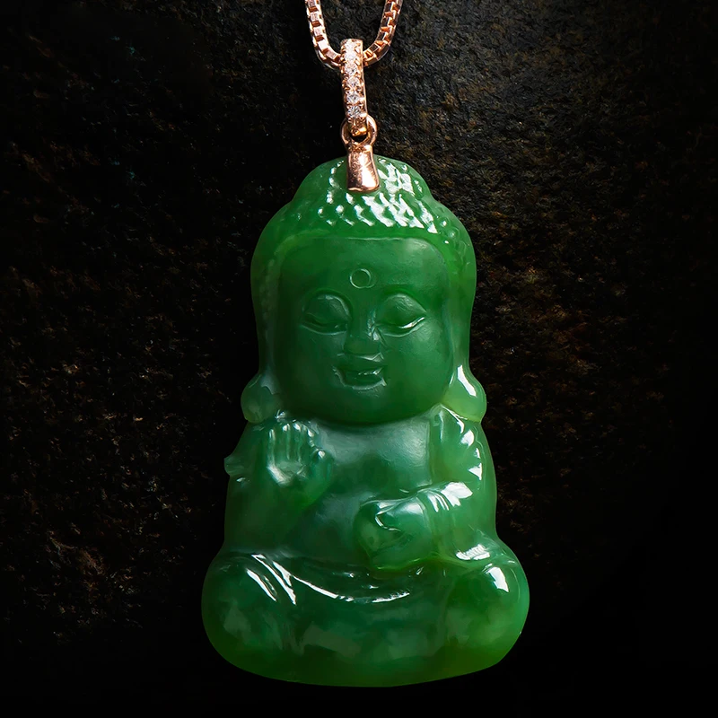 Инкрустированные бриллиантами из 18 каратного золота подвеска в виде Будды с