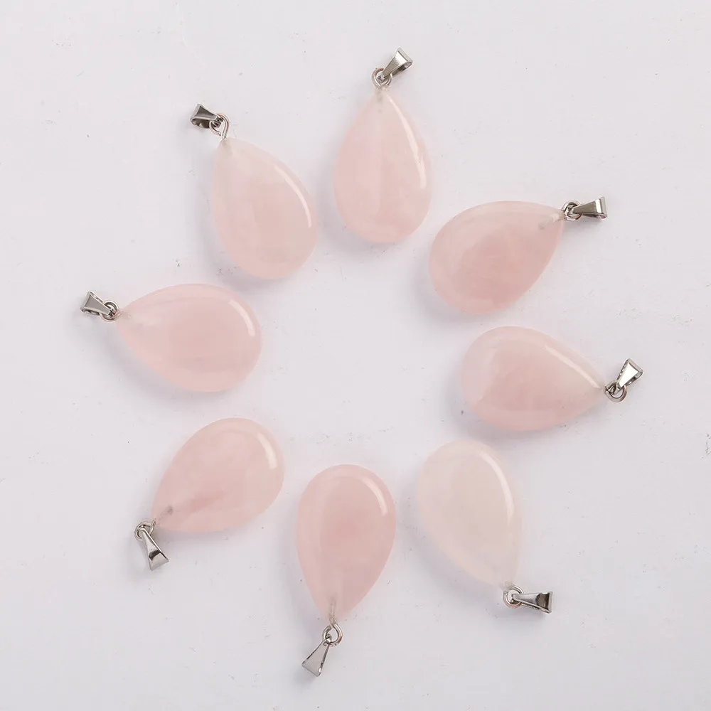 10 шт./лот модные warter drop teardrop Кулон из натурального камня для изготовления ювелирных изделий Шарм точка аксессуары - Окраска металла: Rose Quartz