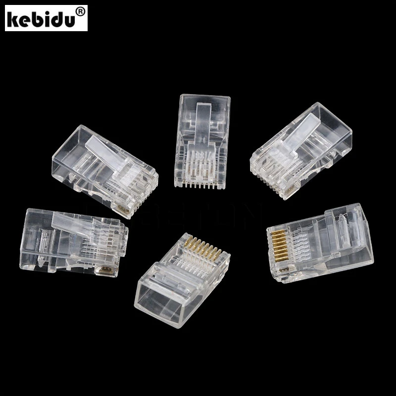 Кабели Ethernet kebidu RJ45 RJ-45 10 шт. модуль сетевой разъем для UTP Cat5 Cat5e кабель с