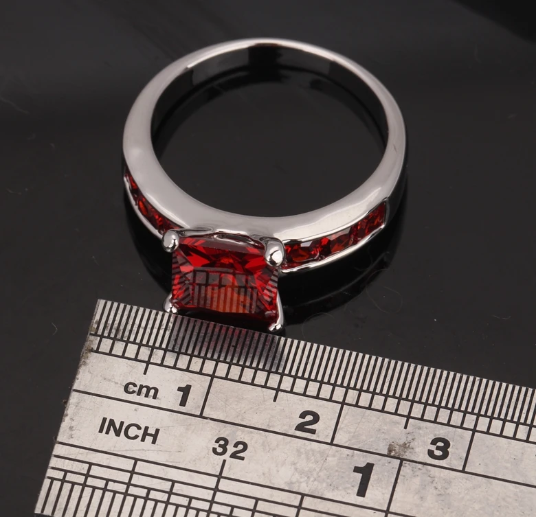 Ангельский Красный Гранат 925 пробы серебро для Для женщин вечерние Jewelry Кольцо
