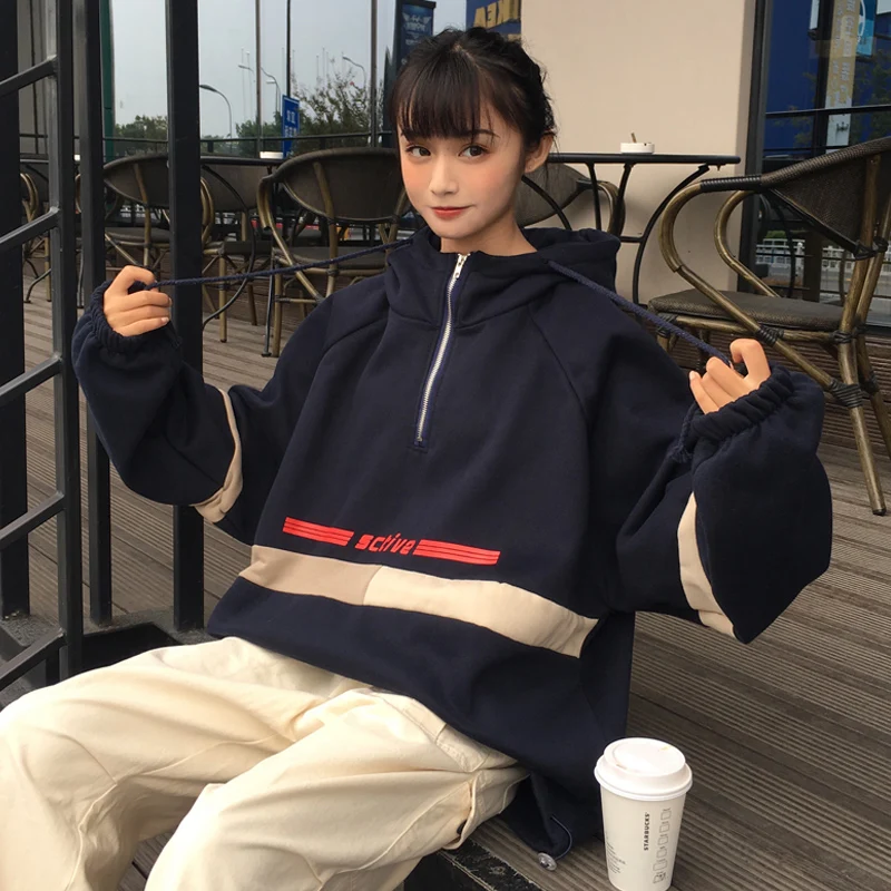Новинка зимы, Корейская Ulzzang, модная свободная толстовка с капюшоном и надписью ins, веселые топы, Harajuku, Повседневная Женская толстовка