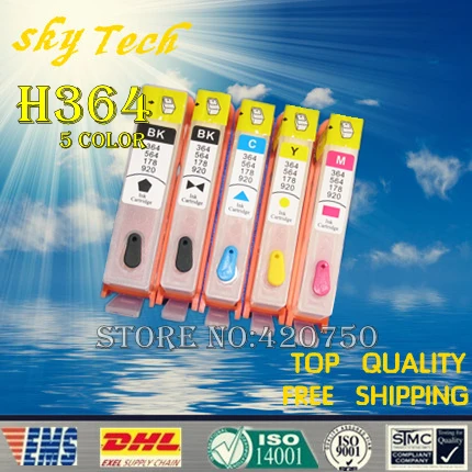 5PK пустой картридж для HP 364XL подходит B8550 B8553 B8558 C6380 C6383 C5324 C5383 6000 6500. С чипом ARC |