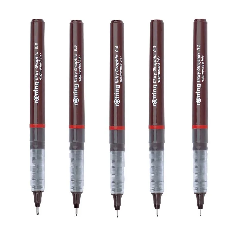 3 шт./лот Rotring Tikky графические пигментированные чернила 0 1/0 2/0 3/0 4/0 5/0 7/0 8 мм