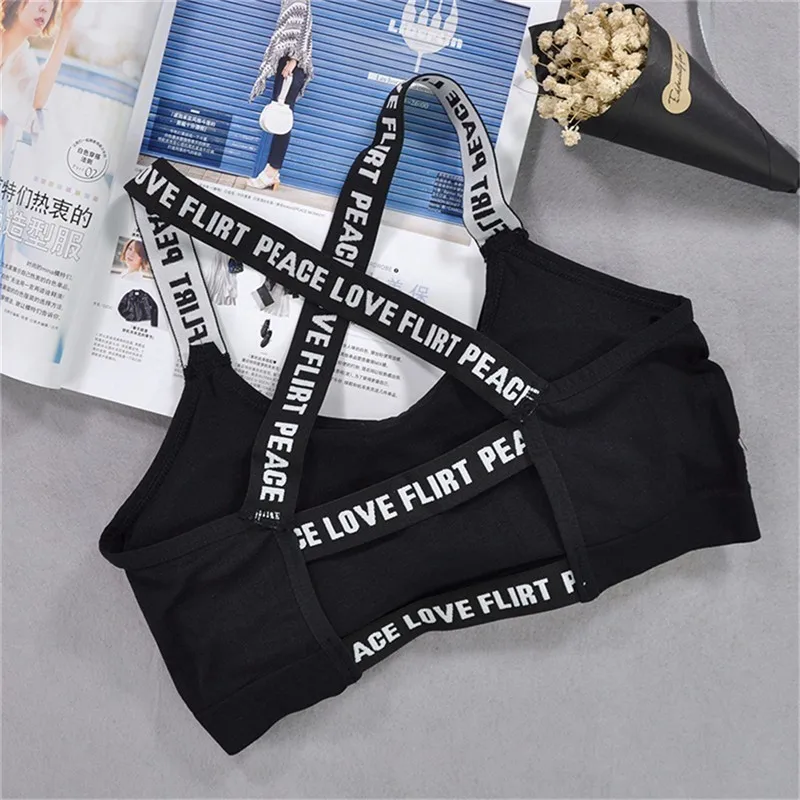 Спортивный бюстгальтер с буквенным принтом для женщин сексуальный дышащий