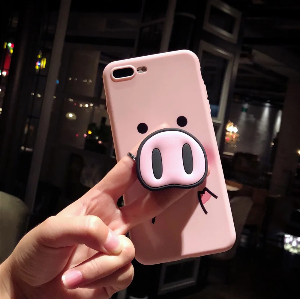 Розовый поросенок Kickstand чехол для iPhone XS X 8 6 7 S Мягкий из силикона и ТПУ Max XR Plus с