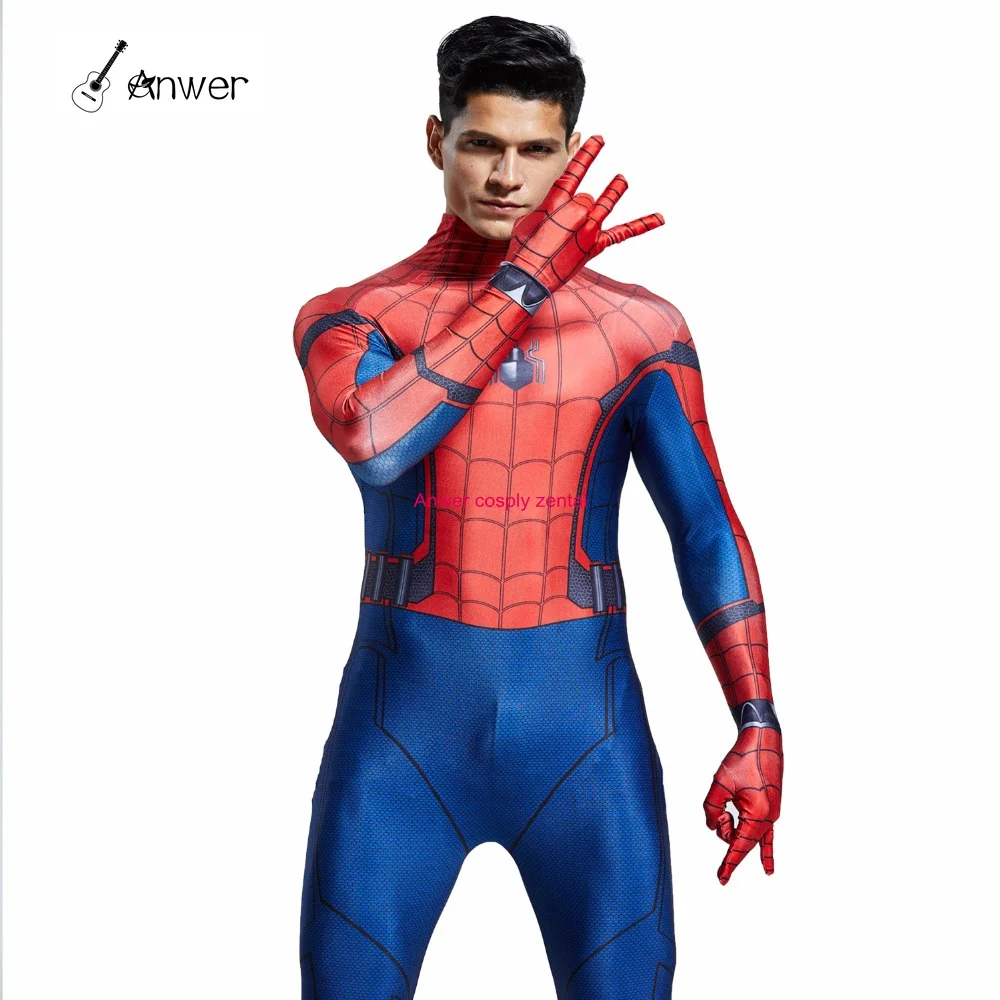 3D Spider-man Homecoming Cosplay Costume Man Spandex Lycra Spiderman Zentai Suit with Mask Halloween Party Bodysuit | Тематическая