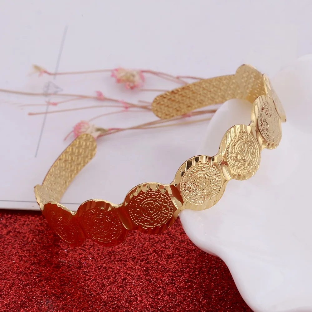 Религиозный браслет золотого цвета для монет ювелирных изделий из Дубаи широкий