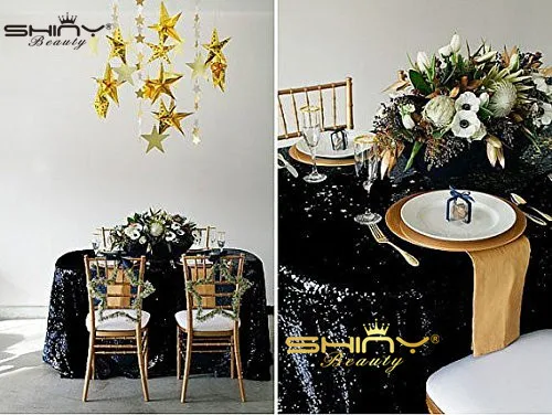 60x102in черный Рождество скатерть прямоугольник блесток Скатерти weddingtablecloth 150x260cm