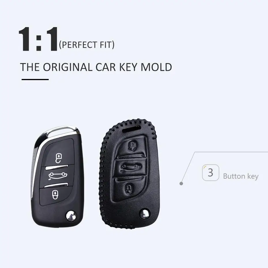Кожаный чехол для автомобильных ключей защитный Citroen C2 C3 C4 Coupe VTR Berlingo C6 C8 брелок