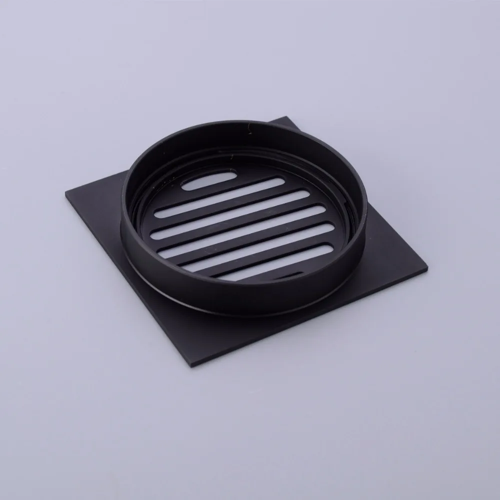 Матовый черный латунный квадратный напольный сливной фильтр медный душ Слив