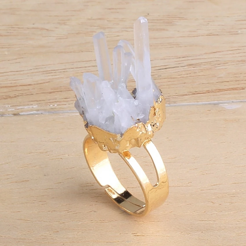 Модные бусины светильник-желтого золота регулируемое кольцо неправильной формы