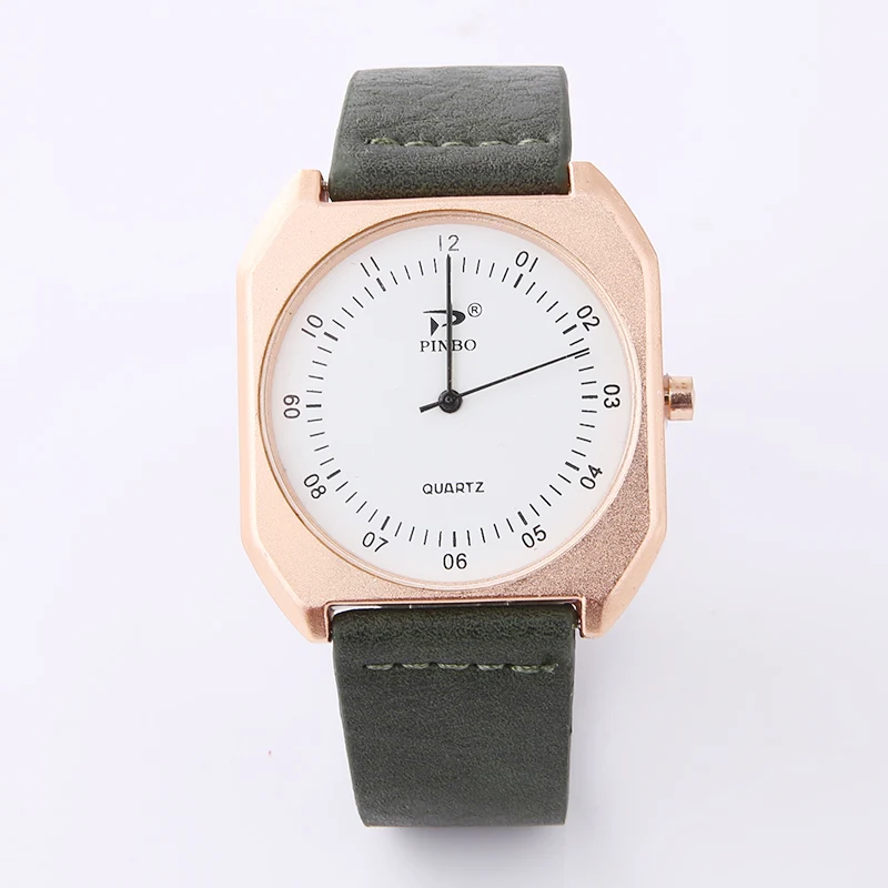 Ультратонкие женские часы модные кварцевые роскошные с кожаным ремешком розовое