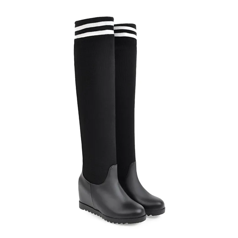 Smirnova модные сапоги-чулки 2020 Популярные сапоги из вязаной и искусственной кожи на