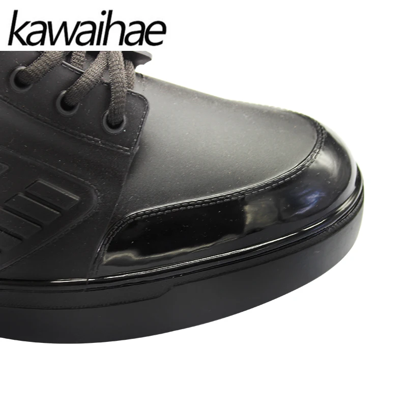 2017 осень-зима Водонепроницаемый резиновая ПВХ мужские сапоги Силконовые Шнурки