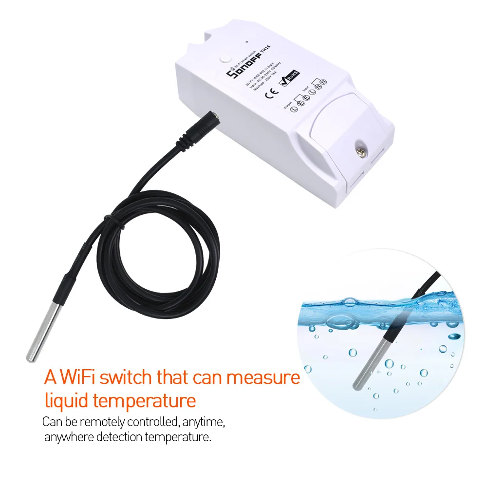 SONOFF ds18b20 Водонепроницаемый датчик температуры wifi умный беспроводной монитор Удаленный мониторинг домашний модуль 1 м для TH10 TH16