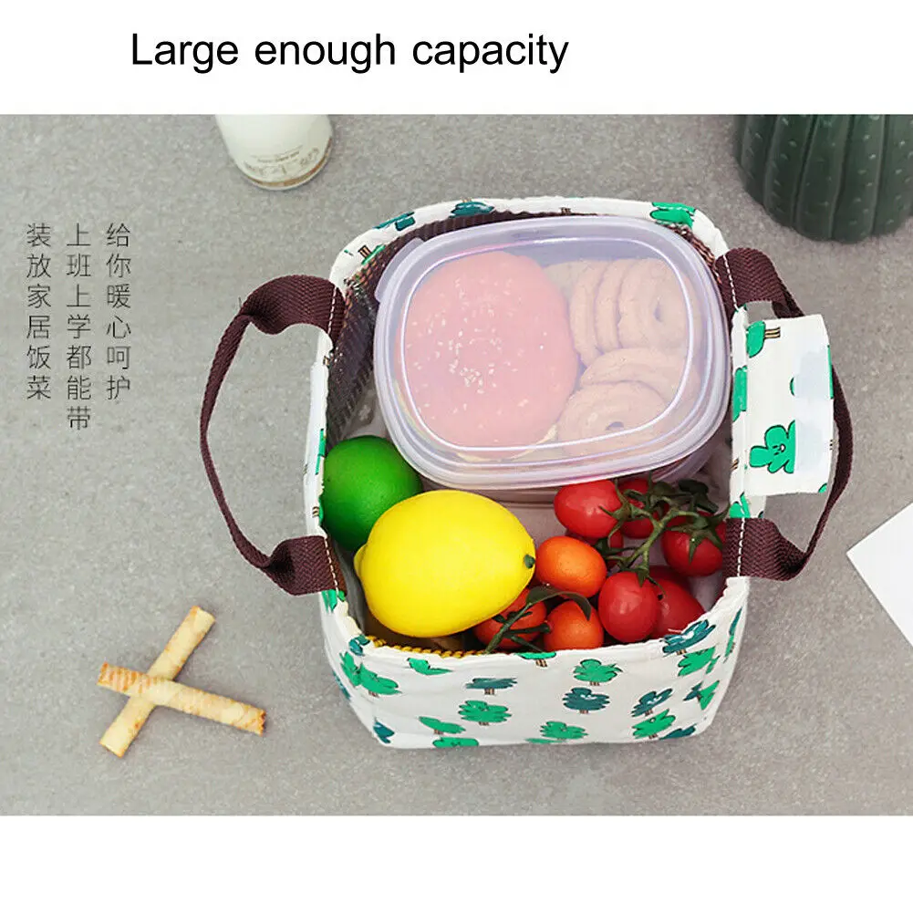 Термоизолированный Ланч бокс с цветочным рисунком Сумка тоут Bento сумка для ланча