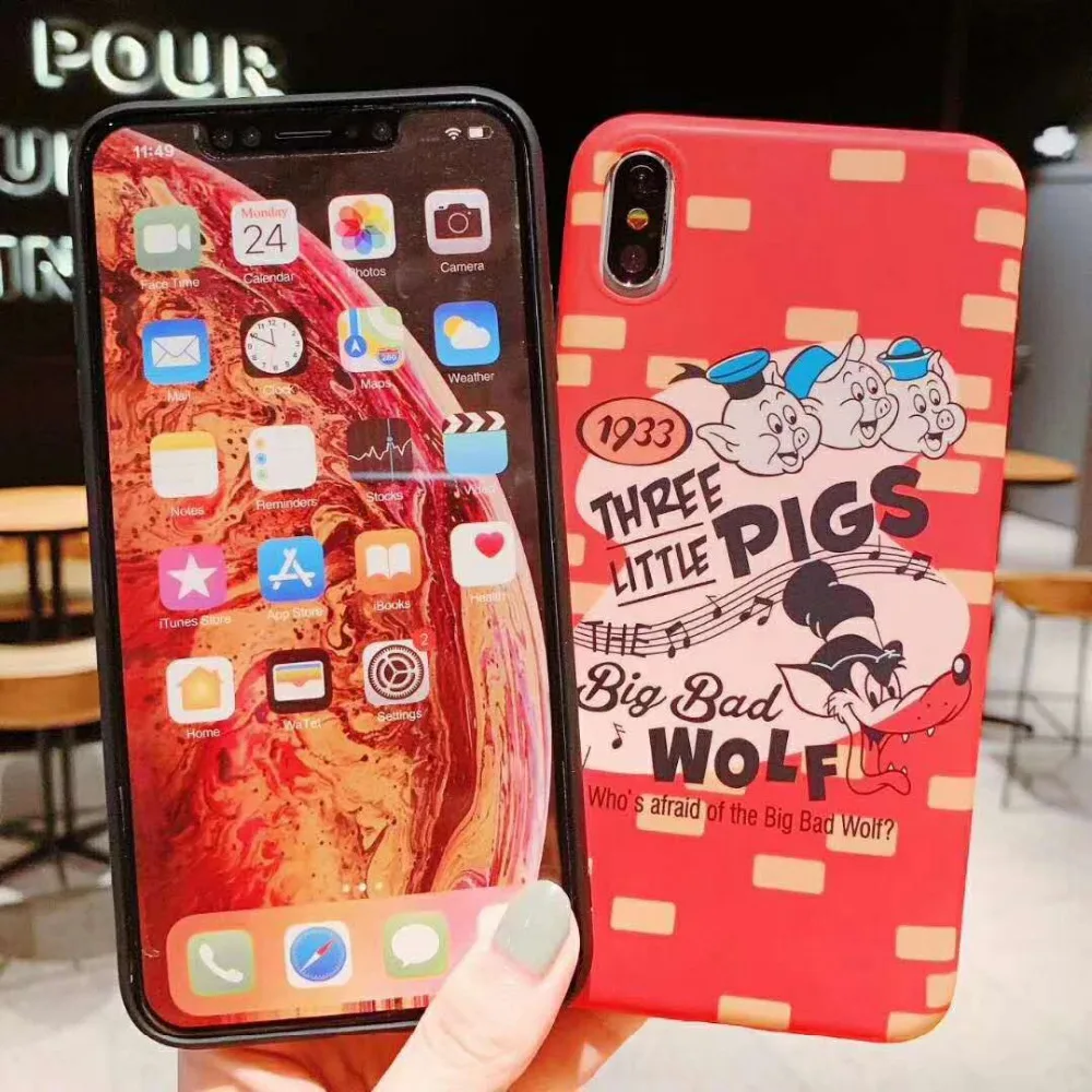 Disney Три поросенка для iPhone 6 6s 7 8 плюс Чехол X xs xr xsmax Матовая Мягкая Оболочка
