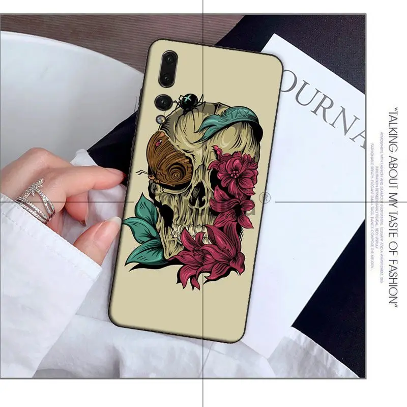 Ruicaica Ретро стиль цветок череп Ворон чехол для телефона Huawei P20 Pro P10 Plus P9 Mate 10 Lite