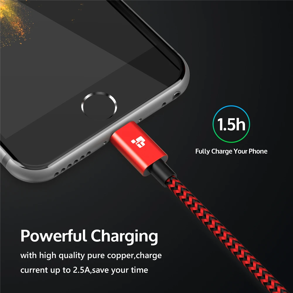 USB кабель TIEGEM для iPhone 6 7 2.5A быстрая зарядка iOS 8 10 зарядки и передачи данных iPhone|usb
