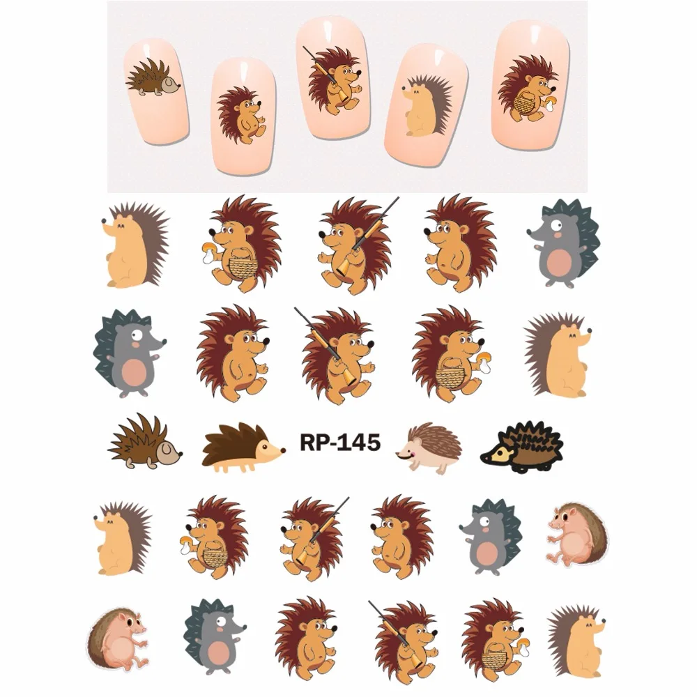 

UPRETTEGO NAIL ART BEAUTY NAIL STICKER WATER DECAL SLIDER CARTOON ANIMAL KANGAROO RACCOON CAT XMAS HEDGEHOG RP145-150
