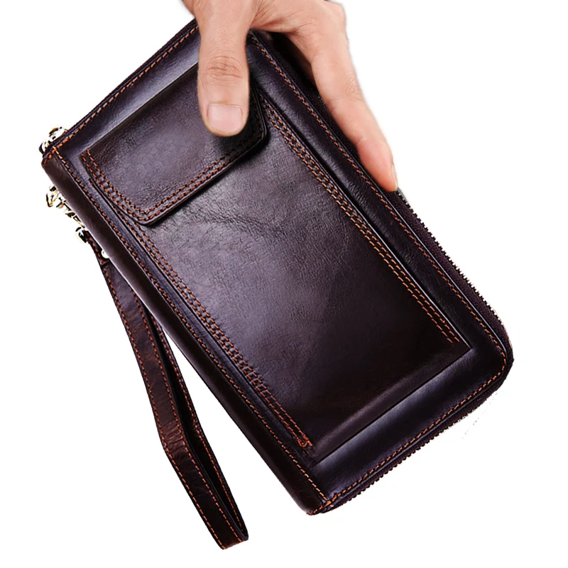 100% коровья натуральная кожа мужской клатч кошельки большая вместительность на