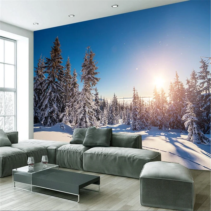 Beibehang пользовательские фото обои наклейки скандинавский зимний Снежный Лес Тигр