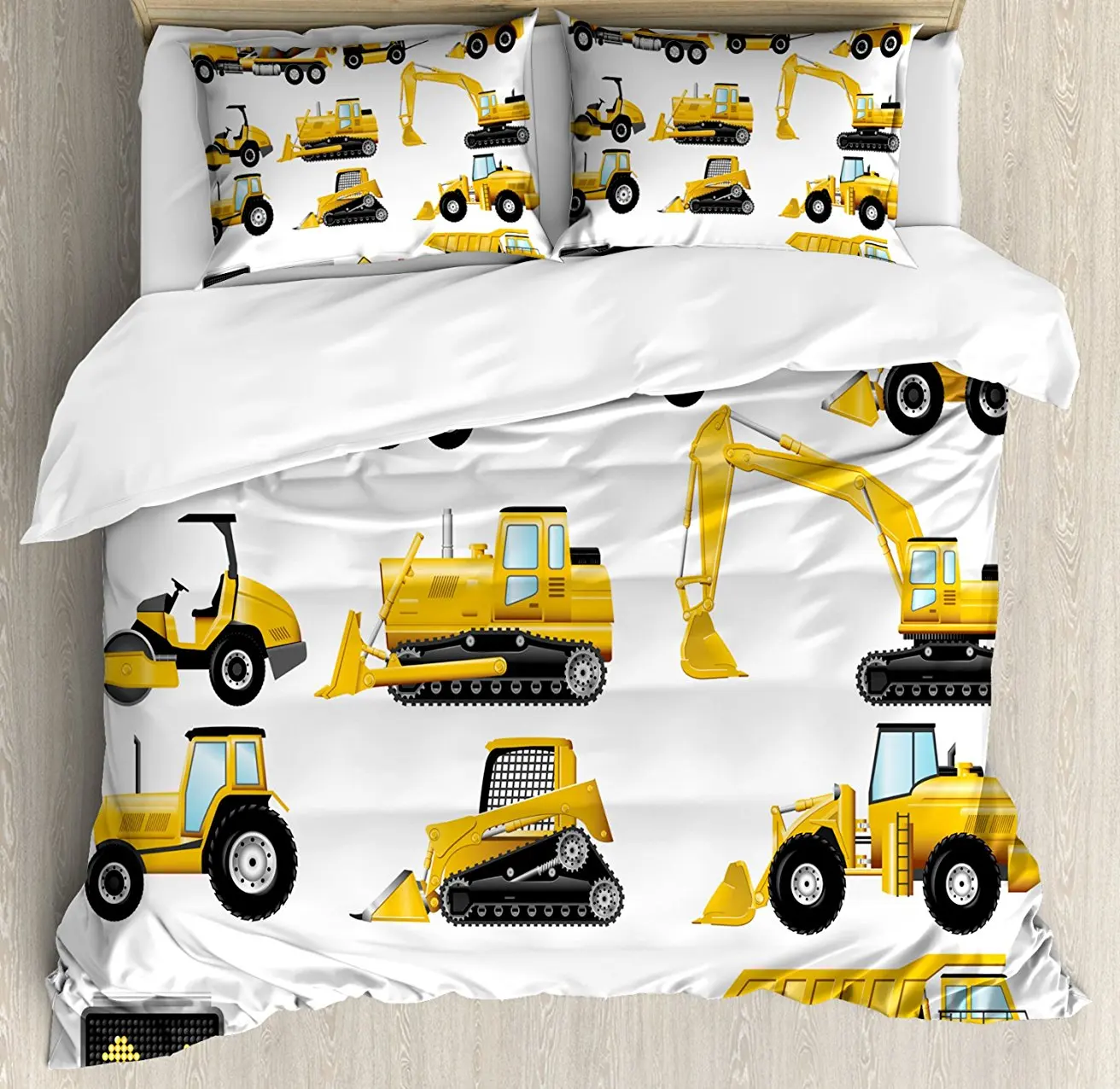 Набор пододеяльников для мальчиков желтый цвет Строительная техника и знаки