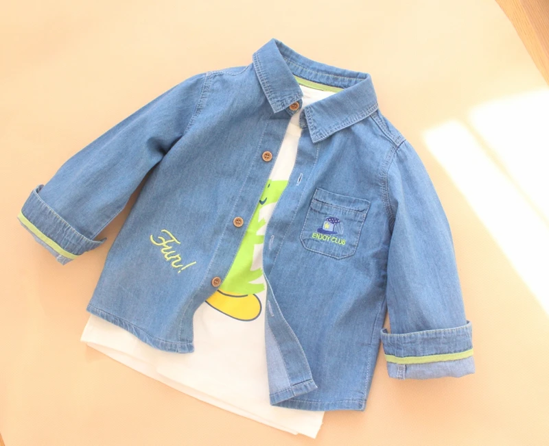 Детская джинсовая рубашка с длинным рукавом из мягкого хлопка|denim shirts kids|shirt
