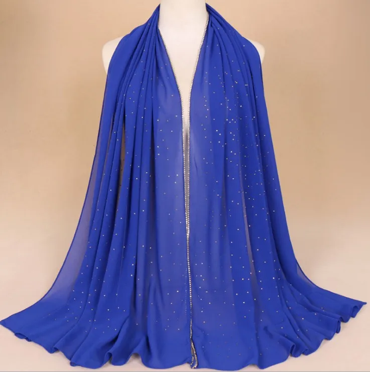 H1236 последний большой размер пузырь шифон длинный шарф для мусульманки с Золотые