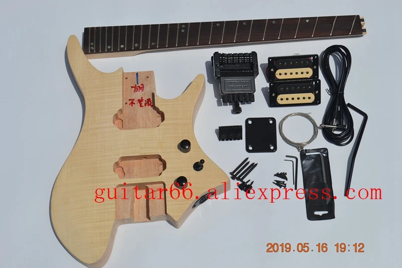 unpaint верхом из обожжённого Клёна с Безголовый электрогитара BJ-186